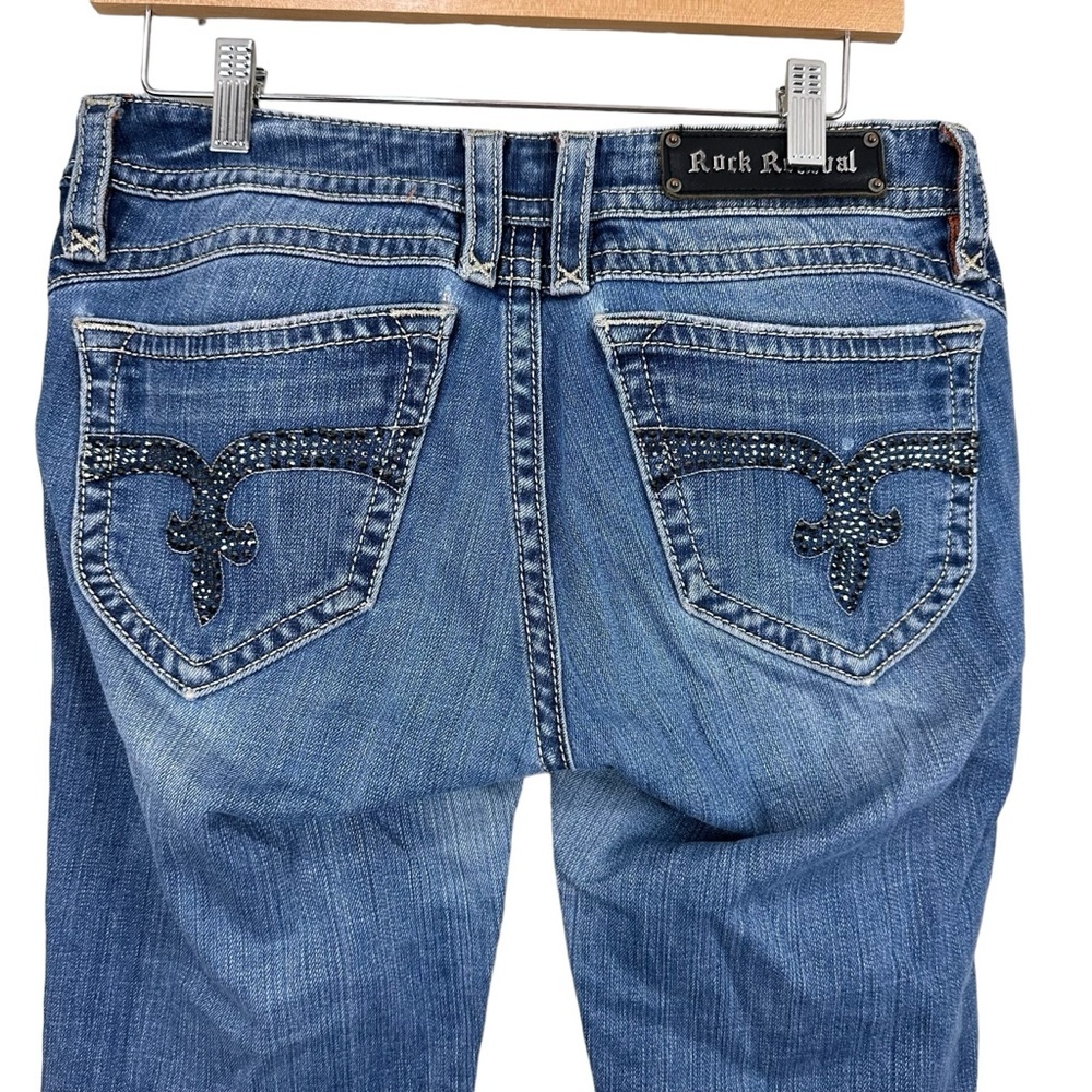 Rock Revival Pat Straight Leg Embellished Back Pocket Jeans Size 30